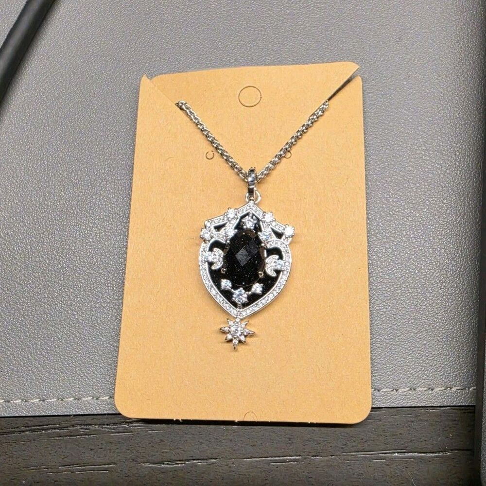 Bomb Party Obsidia Shield Pendant Onyx Necklace